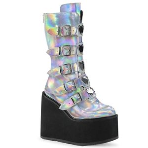 Demonia Swing-230 Holographic Platform Boots
